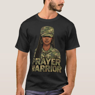 Prayer Warrior Camo Hat God Jesus Christian Black T-Shirt