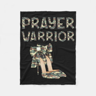 Prayer Warrior Camo High Heels Bow Faith God Jesus Fleece Blanket
