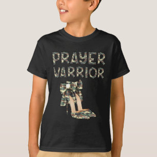 Prayer Warrior Camo High Heels Bow Faith God Jesus T-Shirt