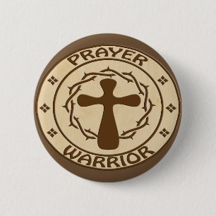 PRAYER WARRIOR CHRISTIAN GEAR 2 INCH ROUND BUTTON