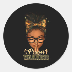 Prayer Warrior Christians Camo African American Af Classic Round Sticker