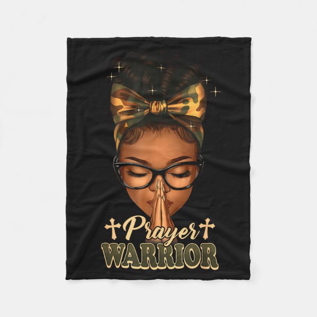 Prayer Warrior Christians Camo African American Af Fleece Blanket (Front)