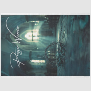 Prayer Warrior Cross Crown Decoupage Tissue Paper