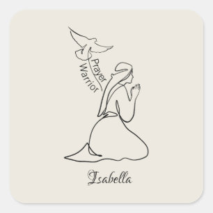 Prayer Warrior Design & Customize Name  Square Sticker