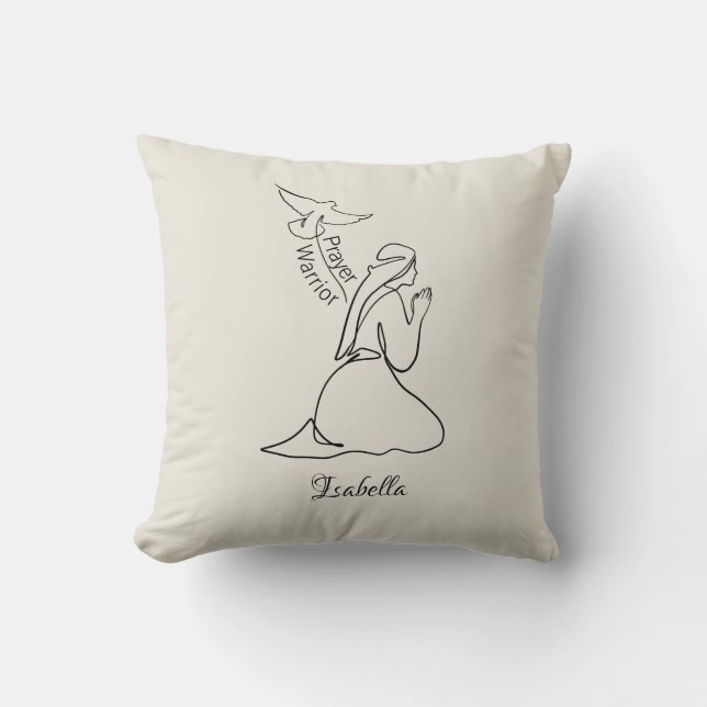 Prayer Warrior Design & Customize Name  Throw Pillow (Front)
