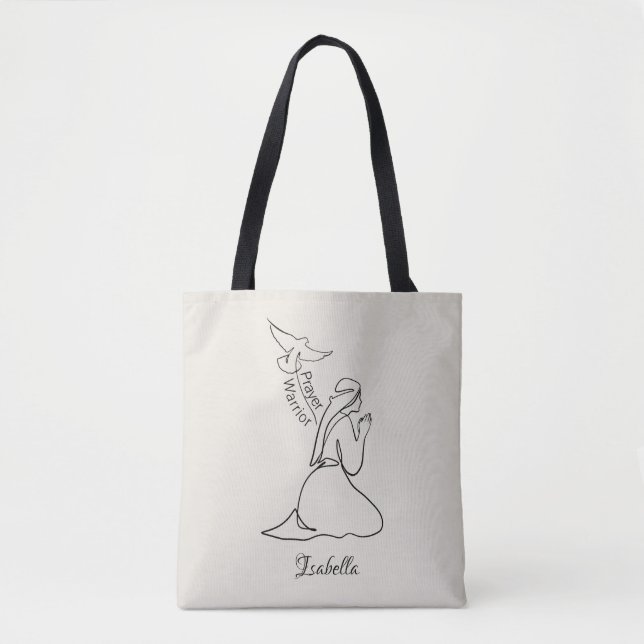 Prayer Warrior Design & Customize Name  Tote Bag (Front)
