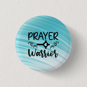 Prayer Warrior Heart Key Green Gradient Background 1 Inch Round Button