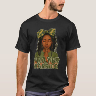 Prayer Warrior Locs Christian Black Woman Camo Ban T-Shirt