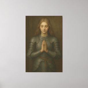 Prayer Warrior Maiden 02 – Serene Holy Armor Knigh Canvas Print