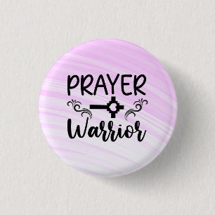 Prayer Warrior Pink Gradient Background 1 Inch Round Button