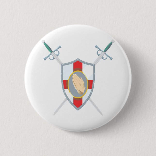 Prayer Warrior With Praying Hands 2 Inch Round Button (Front)