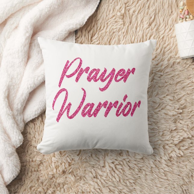 Prayer Warrior Women Christian Faith Church  Throw Pillow (Blanket)