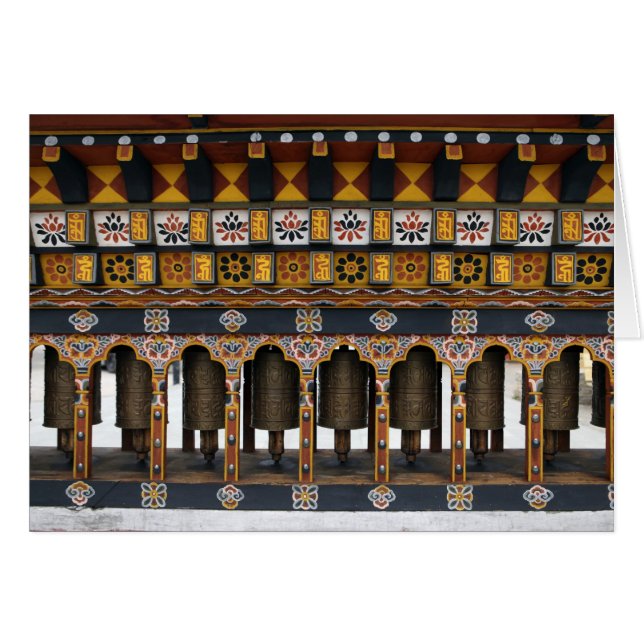 Prayer Wheels in a small public square (Front Horizontal)