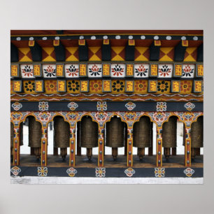 Prayer Wheels in a small public square Poster
