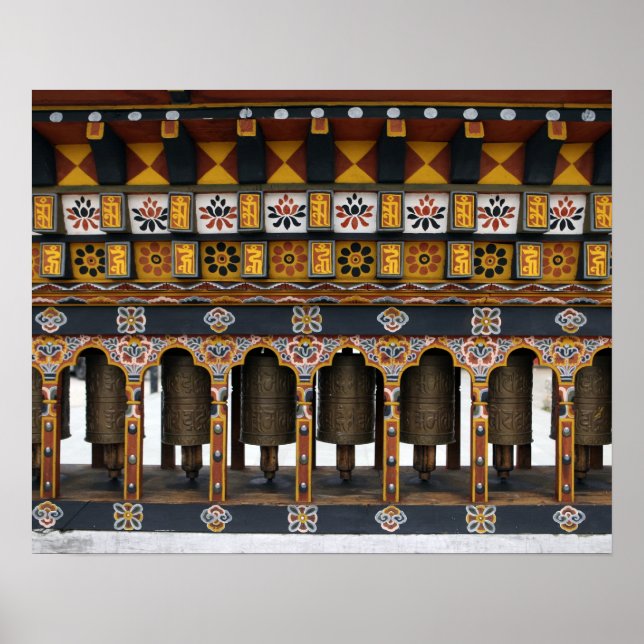 Prayer Wheels in a small public square Poster (Front)