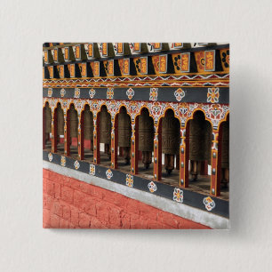 Prayer Wheels of the central square in Thimphu 2 Inch Square Button