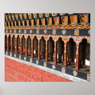 Prayer Wheels of the central square in Thimphu Poster