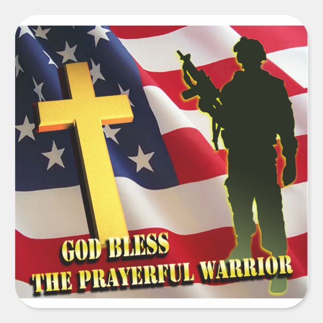 Prayerful Warrior Square Sticker (Front)