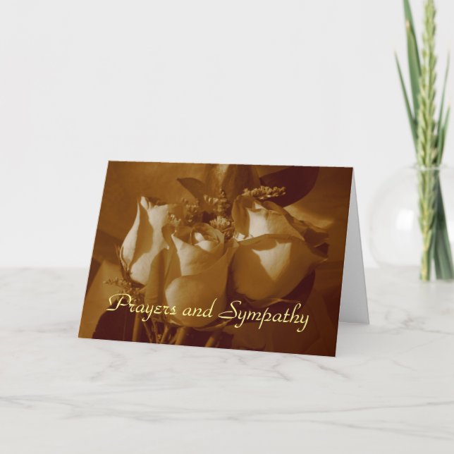 Prayers and Sympathy - Rose Trio In Sepia Card (Front)