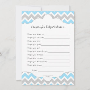 Prayers for Baby, BOY baby shower wishes game Card
