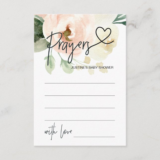 Prayers for Baby Neutral Baby Shower Game Card (Front)