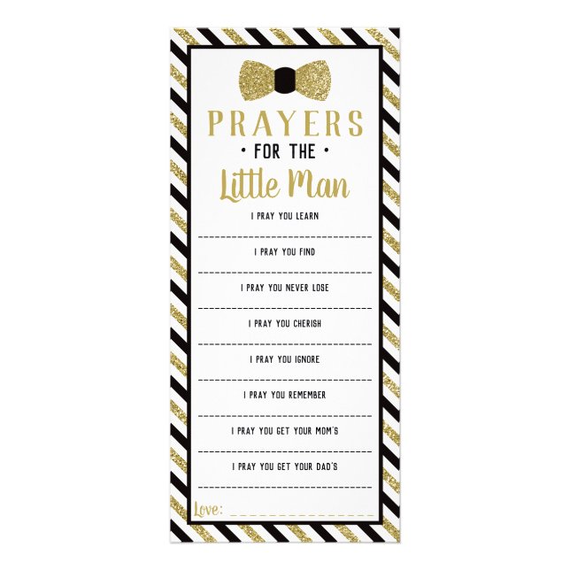 Prayers for the Little Man, Black, Faux Gold Rack Card (Front)