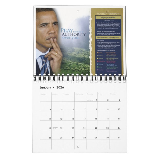 Prayers for the President Calendar (Jan 2026)