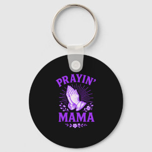 Prayin Mama Christian Mom Religious Praying Hands  Keychain