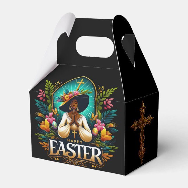 Praying African American Woman Religious Easter Favor Box (Front Side)