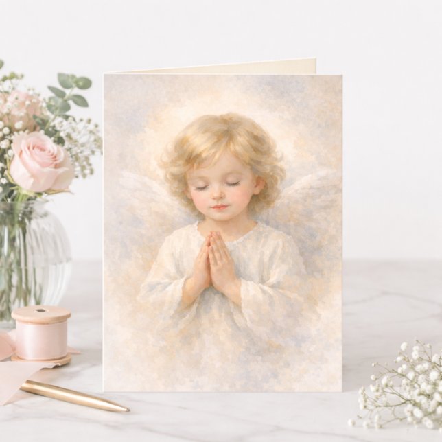 Praying Angel Child Watercolor Religious Card (Creator Uploaded)