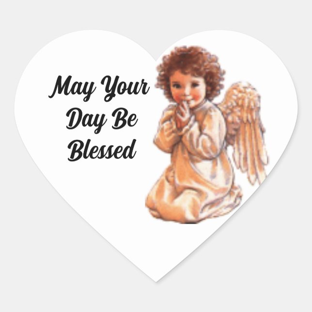 Praying Angel Heart Sticker (Front)