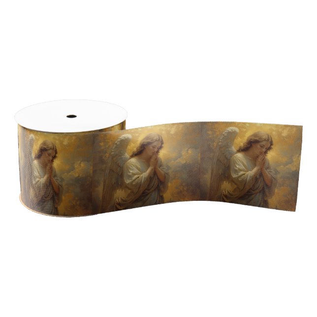Praying Angel- Religious Occasions Golden Grosgrain Ribbon (Spool)
