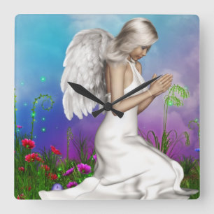 Praying Angel Square Wall Clock