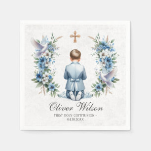 Praying Boy Holy Communion Paper Napkin