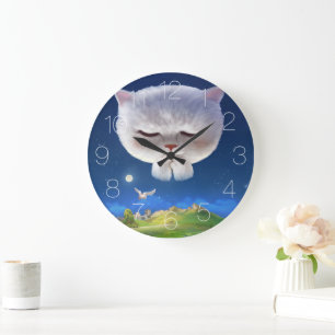 Praying Cat Large Clock