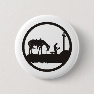 praying cowboy 2 inch round button