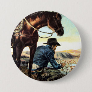 Praying Cowboy 3 Inch Round Button