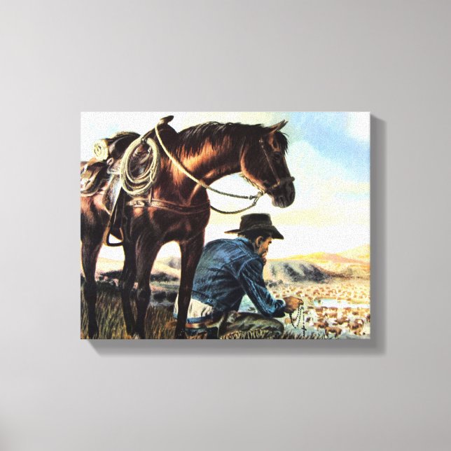 Praying Cowboy Canvas Print (Front)