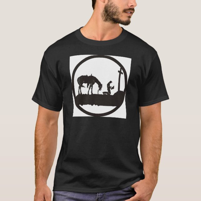 praying cowboy T-Shirt (Front)