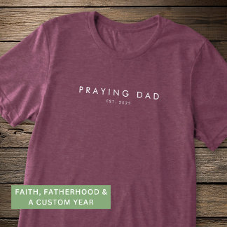 Praying Dad Est. Year Modern Minimal Fathers Day Tri-Blend Shirt