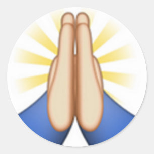 praying emoji classic round sticker