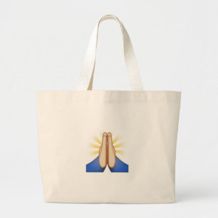 praying emoji large tote bag
