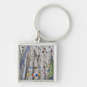 Praying flag poles in mountain, Yotongla Pass 2 Keychain