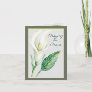 Praying for Peace   White Calla Lily Encouragement Card