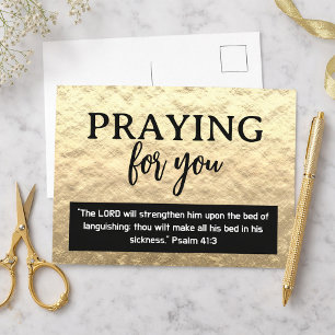 Praying For You Gold Get Well Soon Bible Verse Postcard