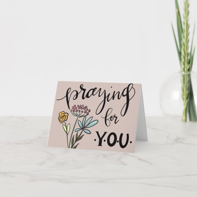 Praying for you simple floral folded notecards  (Front)