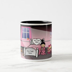 Praying Girl Cartoon by PrintedPerfection.com Two-Tone Coffee Mug
