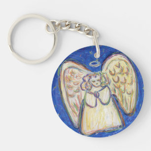 Praying Guardian Angel Pastel Custom Art Keychains
