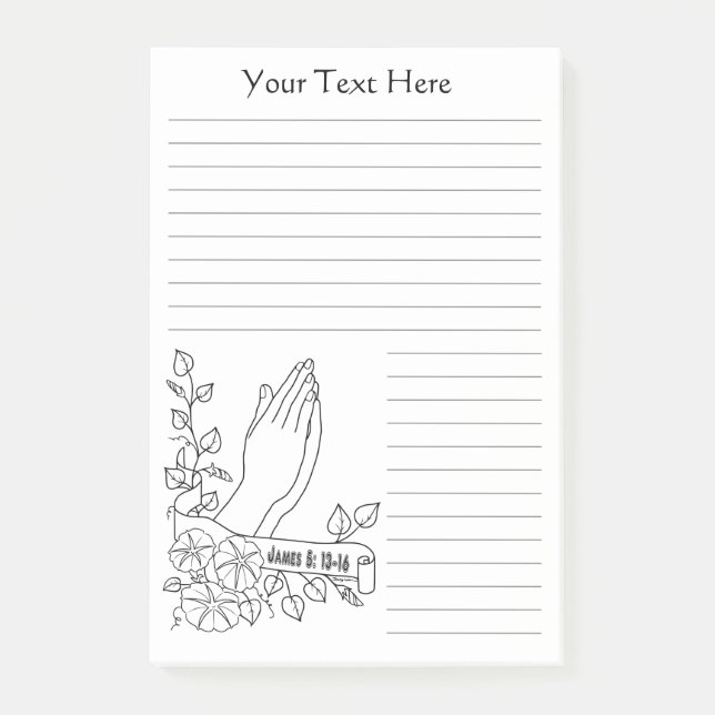 praying hand line art personalizable by Jenny Luan Post-it Notes (Front)