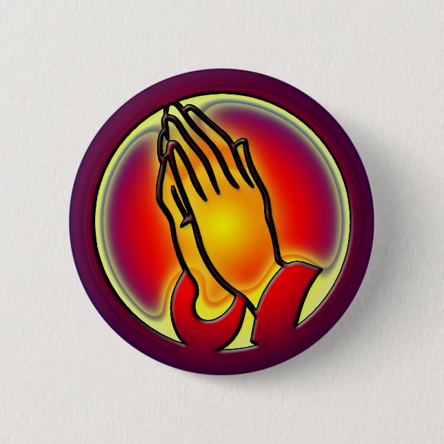 PRAYING HANDS 2 INCH ROUND BUTTON (Front)